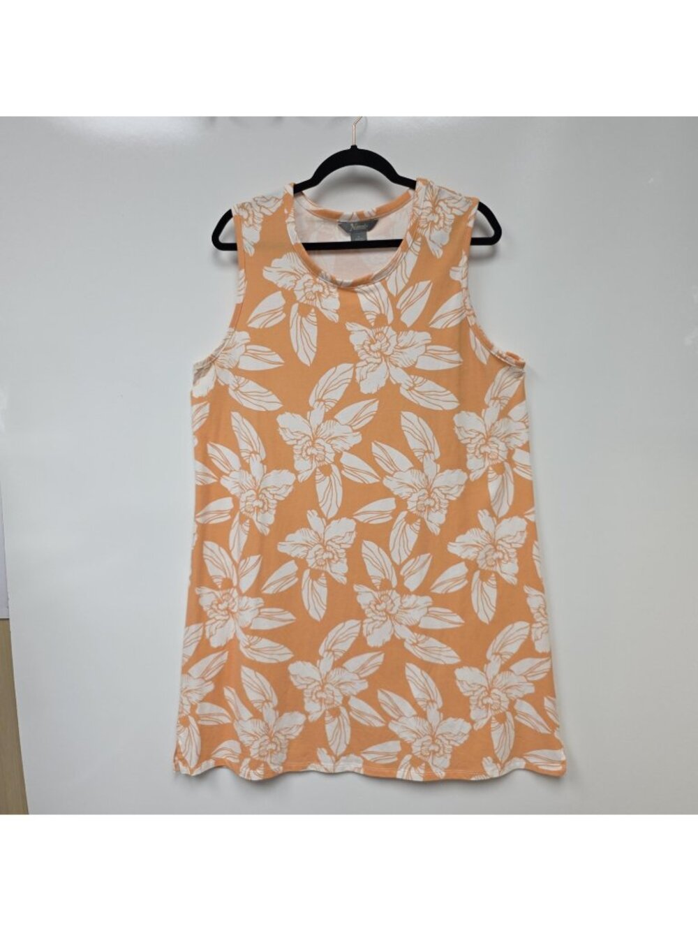 Natural Reflections Dress Womens XL Orange Floral Tank Sundress Casual Side Slit
